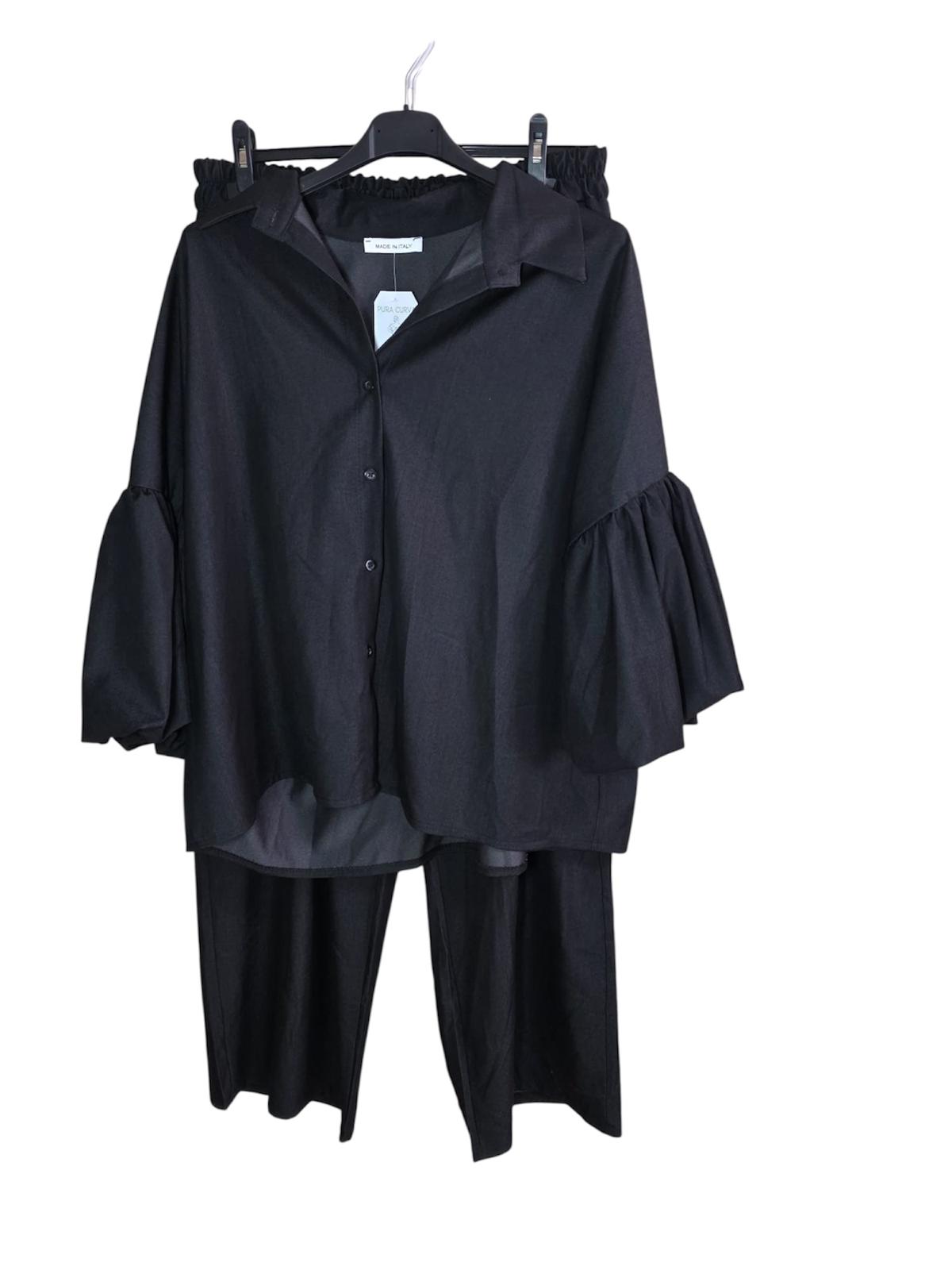 Conjunto Camisa y Pantalón Negro con Volantes