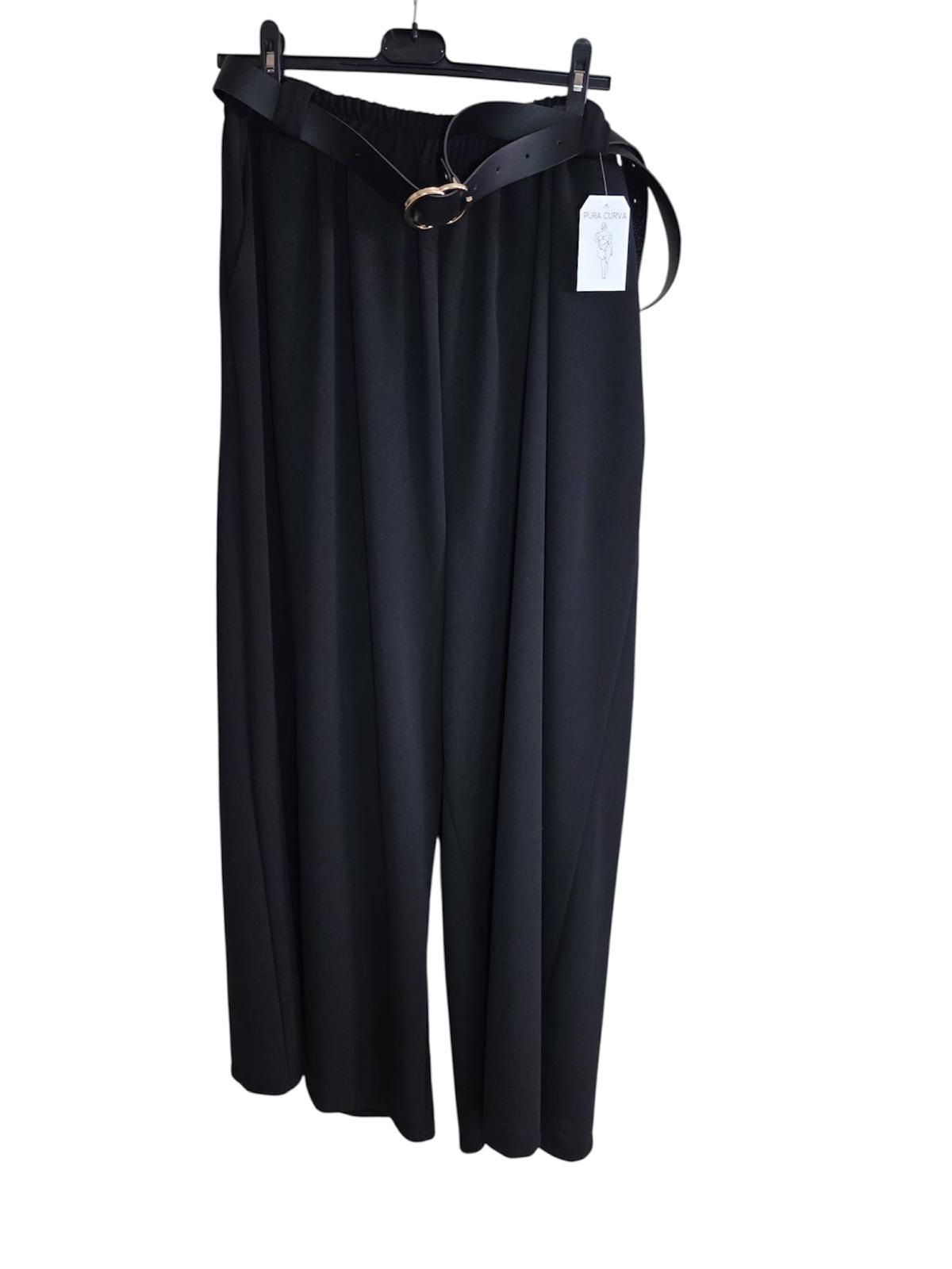 Pantalón Palazzo Negro con Cinturón