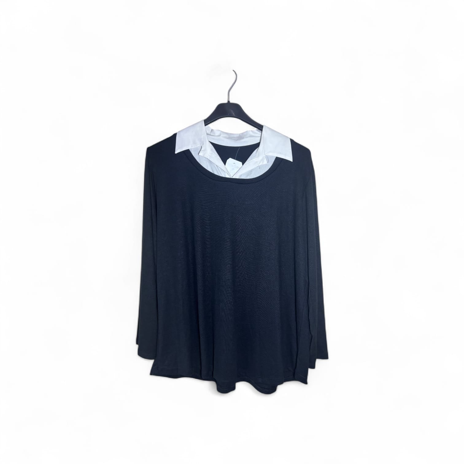 Blusa con Cuello Camisero Talla Grande