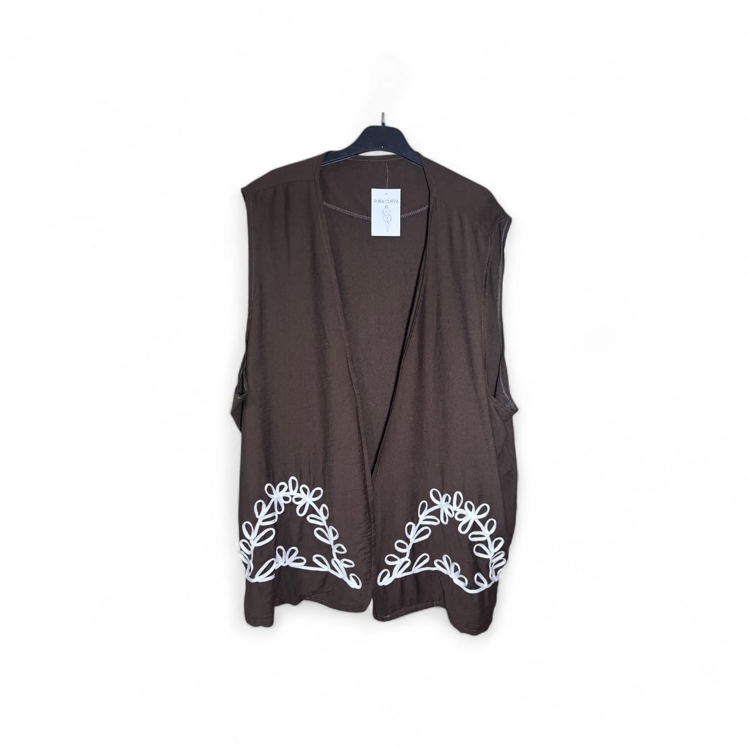 Chaleco con Bordado Floral Talla Grande