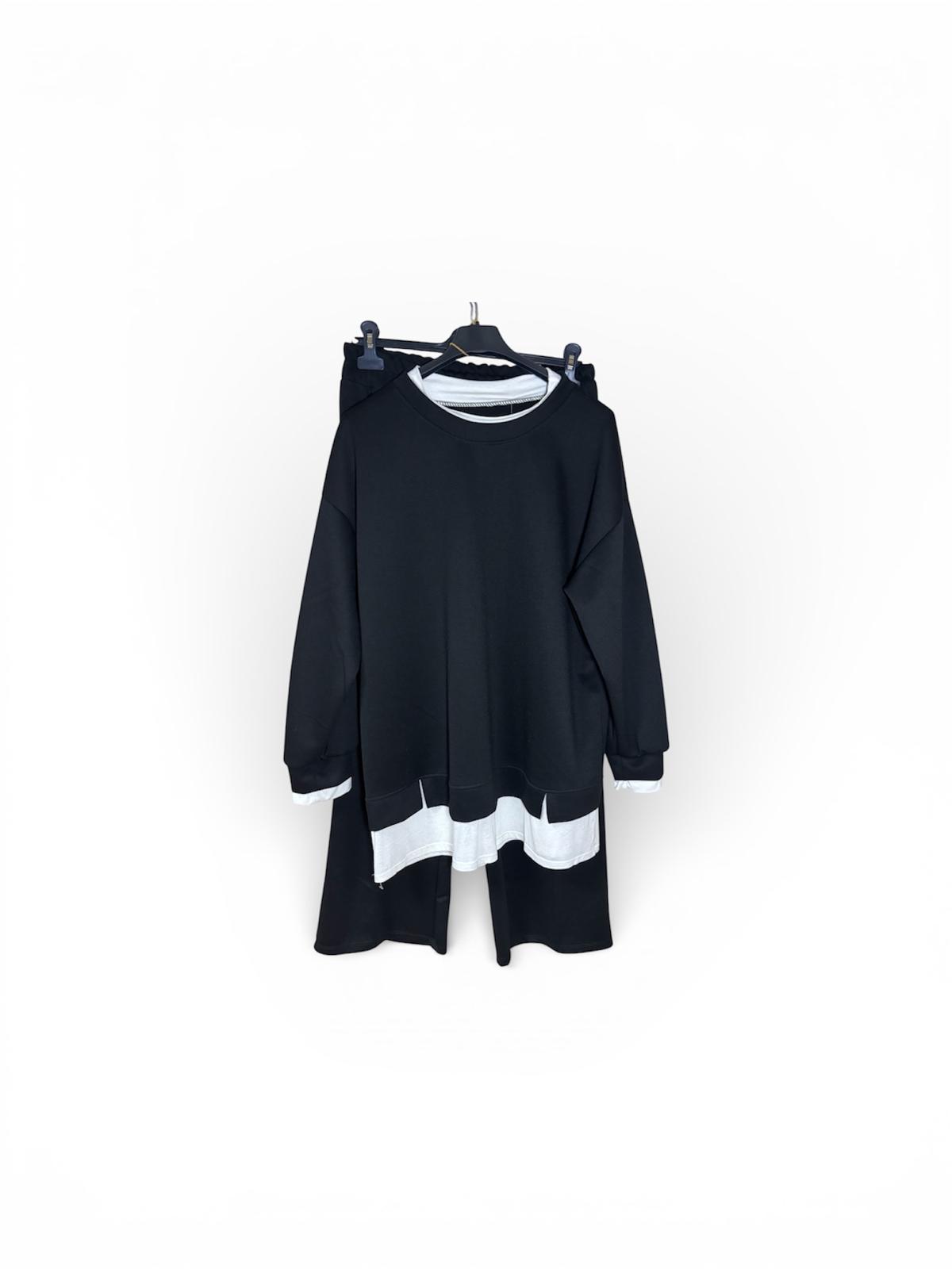 Conjunto negro con detalles blancos - Talla única