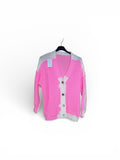 Chaqueta de Punto Bicolor Rosa y Gris