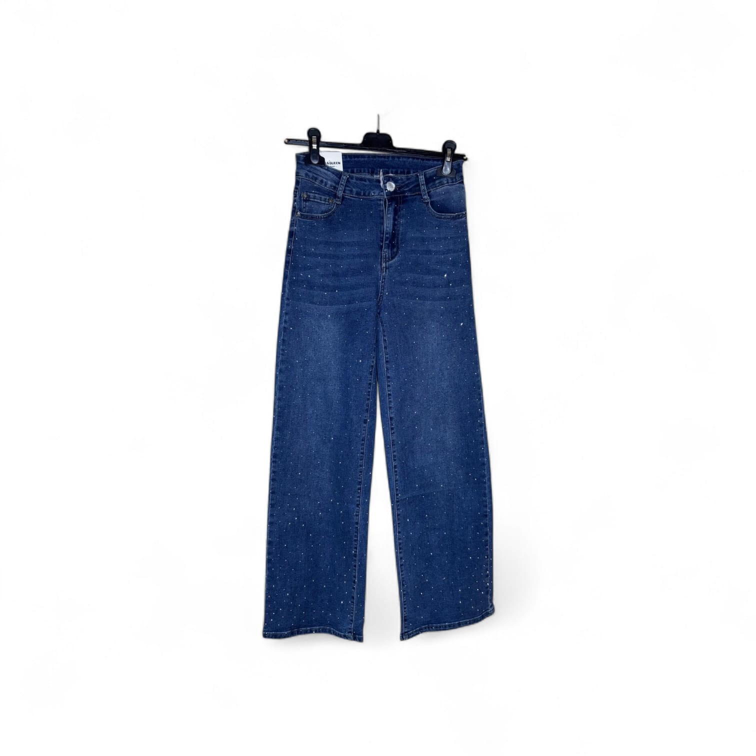 Pantalones Vaqueros Wide Leg con Strass