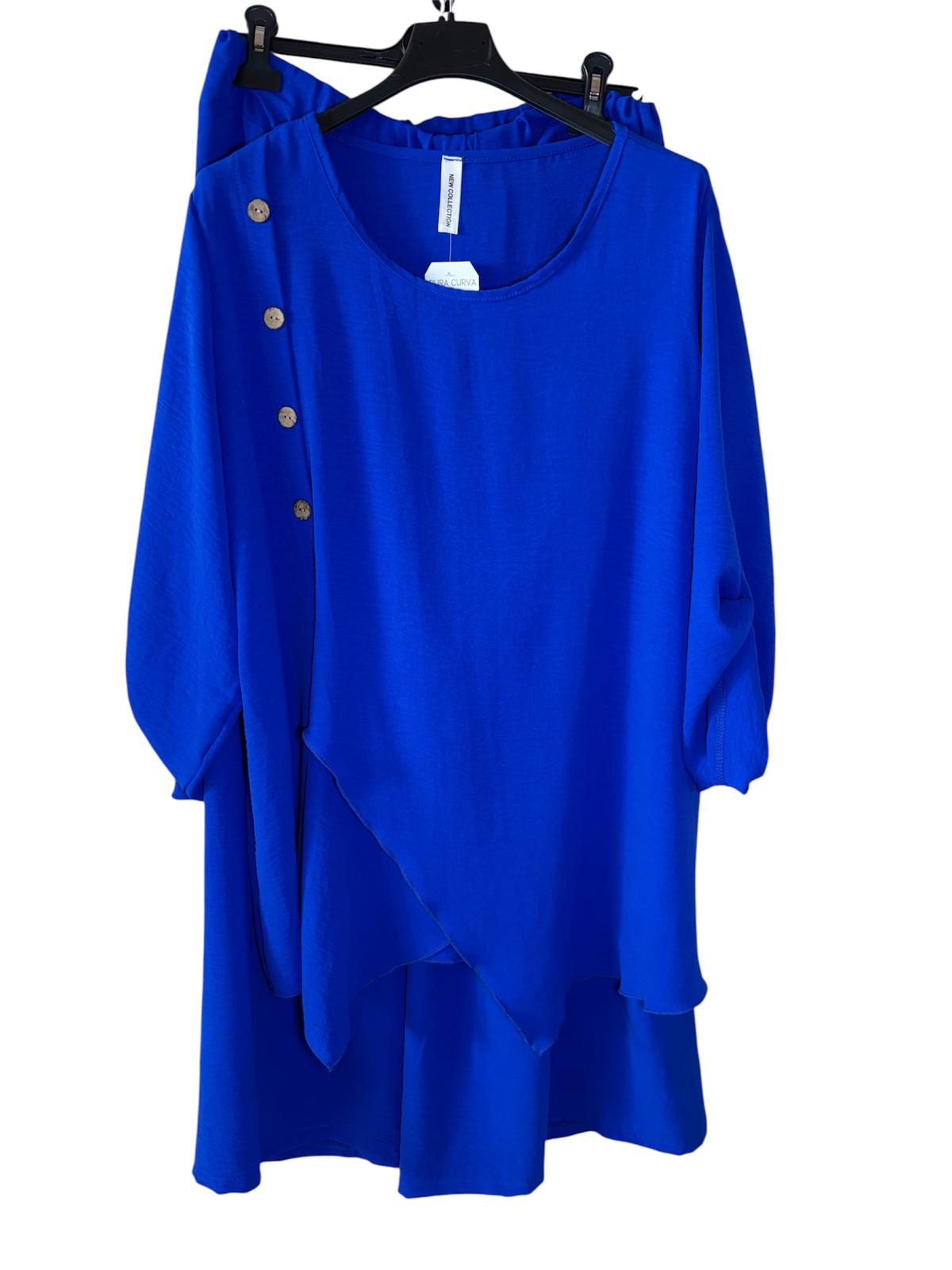 Conjunto Talla Grande - Blusa con Botones y Pantalón