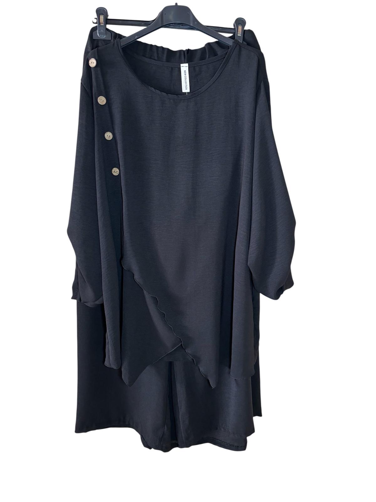 Conjunto Talla Grande - Blusa con Botones y Pantalón