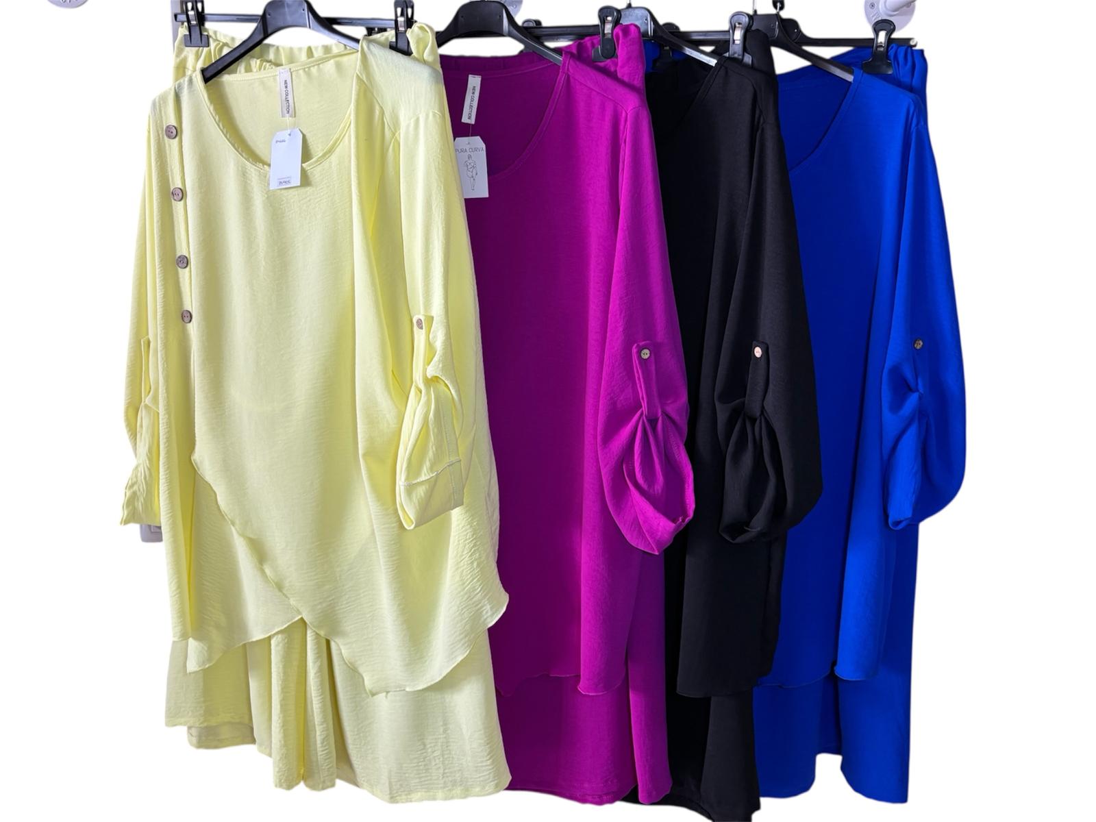 Conjunto Talla Grande - Blusa con Botones y Pantalón