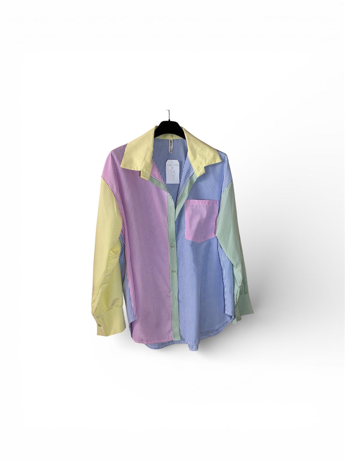 Camisa Multicolor de Rayas - Diseño Patchwork