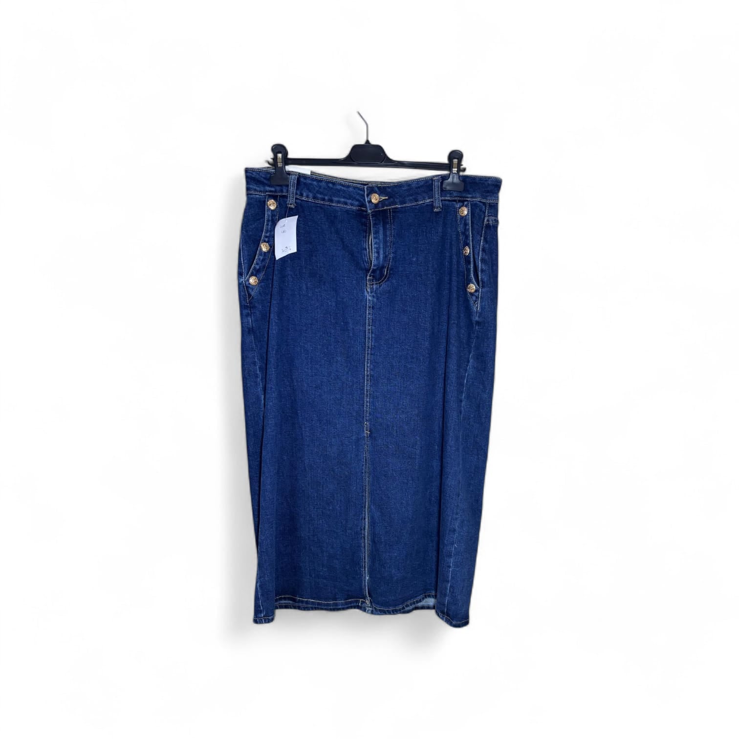 Falda Vaquera Azul Oscuro con Botones Dorados