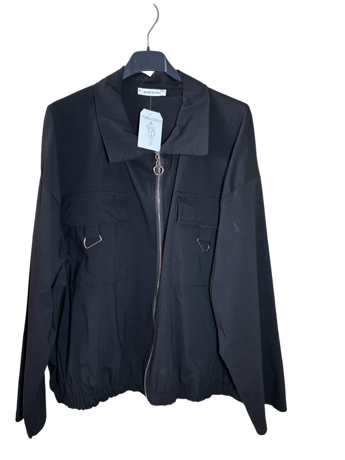Chaqueta Negra Estilo Bomber Talla Grande