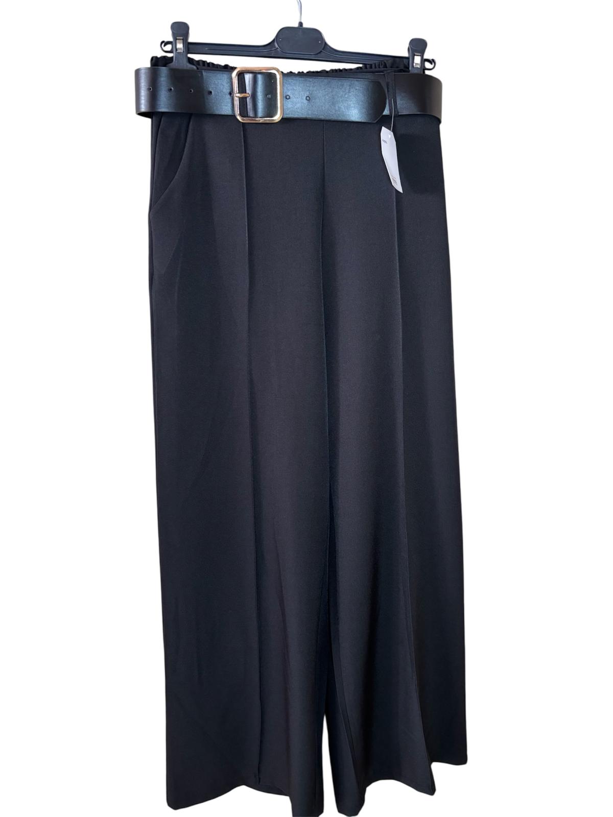 Pantalón Negro Elegante con Cinturón