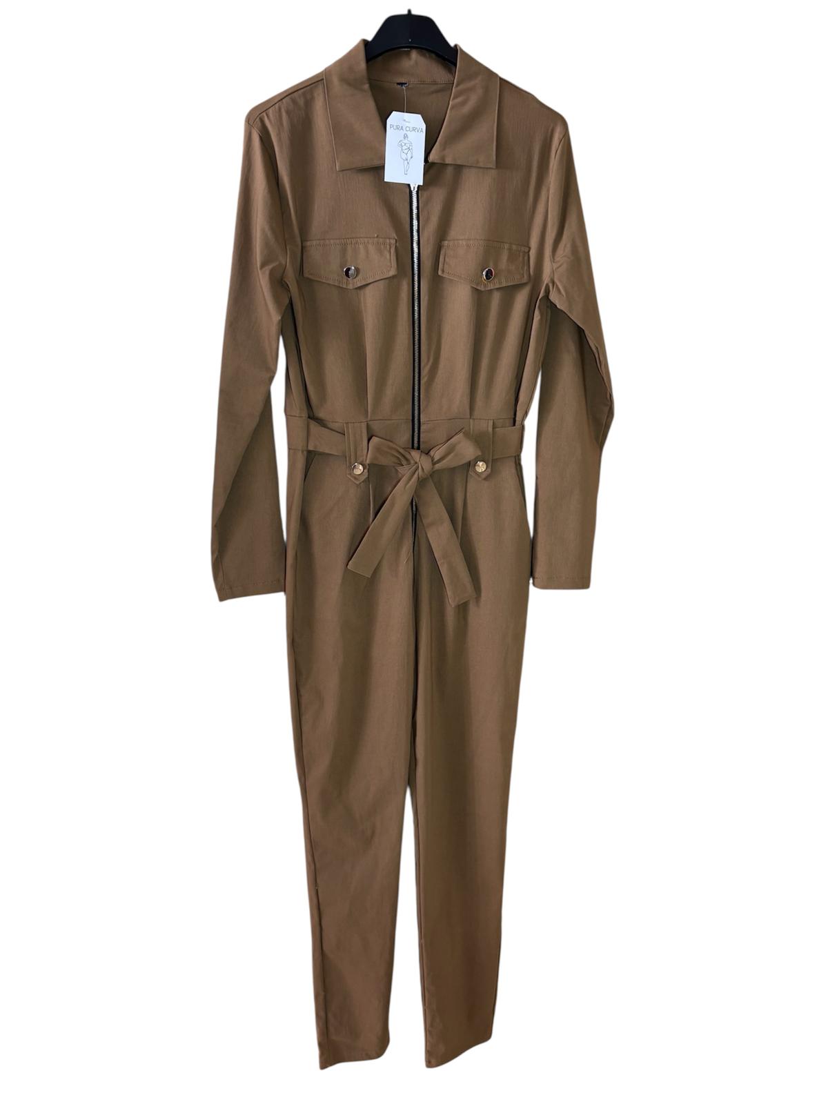 Mono Camel Estilo Utility - Jumpsuit con Cinturón
